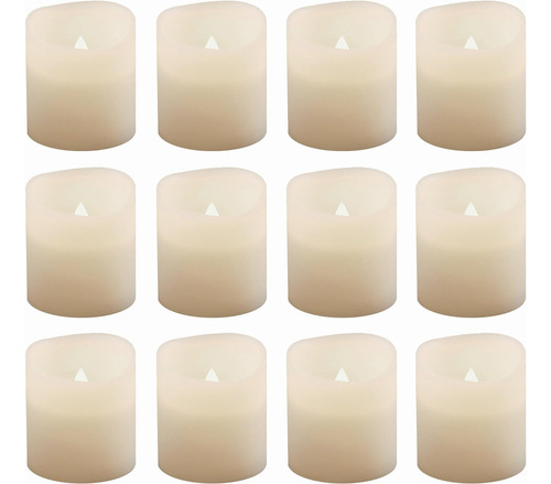 Velas Votivas A Pilas, Color Blanco, Juego De 12