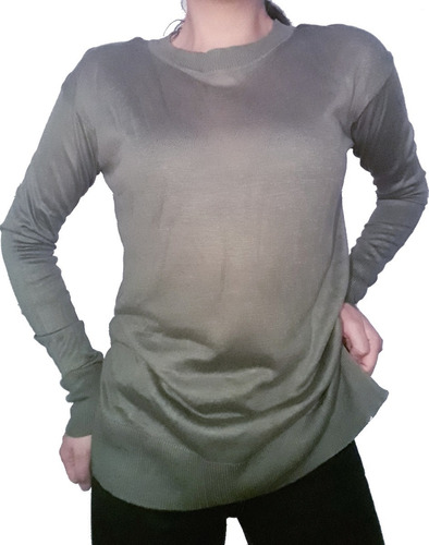 Sweater De Hilo Mujer M/larga Basica Elastizada