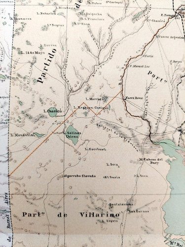 Mapa 1886 Buenos Aires Sudoeste Telegrafos Ferrocarriles (Usado)
