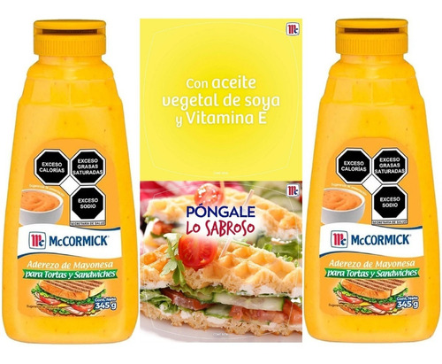 2 Aderezo De Mayonesa Mccormick Pra Tortas Y Sándwiches 345g