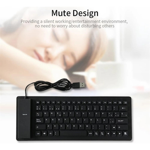Teclado En Español Plegable Con Cable Usb A Prueba De Agua