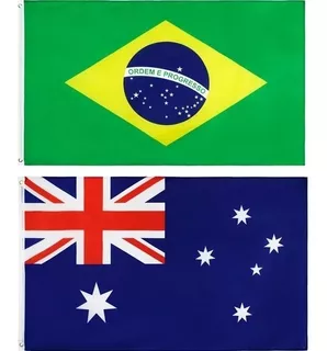 Bandeira Oficial Brasil + Australia 90x150cm Cores Vibrantes