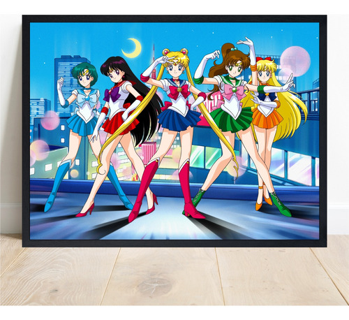 Cuadro Decorativo Sailor Moon Anime Manga Varios Modelos Negro Negro