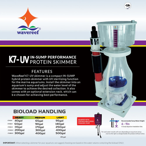 Skimmer K7-160 Uv 27w Wave Reef Bivolt Até 900 L