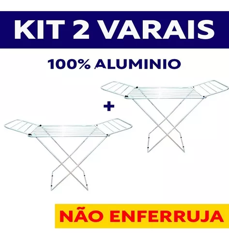 Varal de Chão Aluminio com Abas Dobrável Retrátil Grande - Loja Brafer