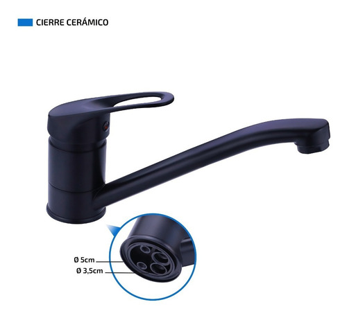 Imagen 5 de 8 de Grifo Cocina Monocomando Negro Canilla Griferia + Flexibles