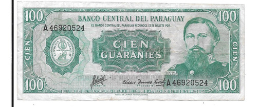 Liquido Billete De Paraguay.  100 Guaraníes 1952