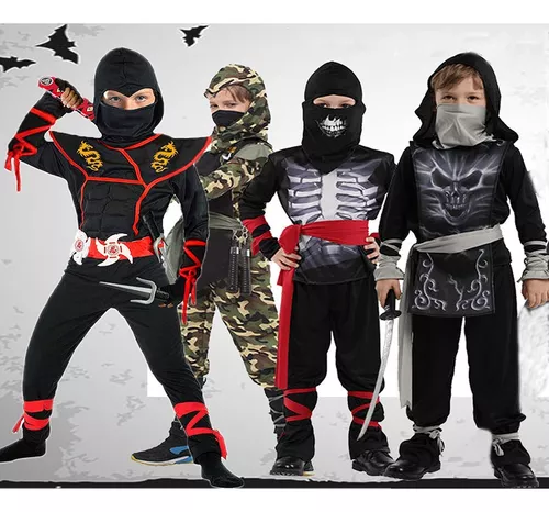 Disfraz Ninja Niños Con Accesorios Talla 8-9 Halloween Cosp