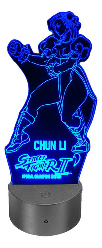 Lámpara  Ilusión 3d  Chun Li Street Fighter 2 Ce+ Control Re