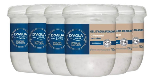 6un Gel D'agua Fixador Para Uso Diário 750g D'agua Natural