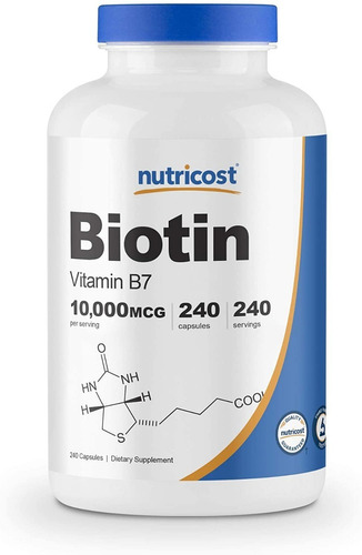 Biotin 10000 Mcg Nutricost 240 Capsulas Blandas
