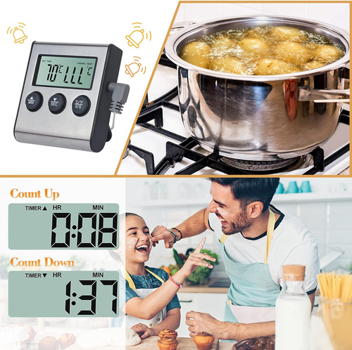Termómetro Digital De Cocina Con Sonda Larga De Temperatura