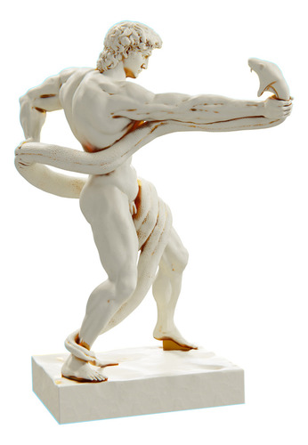 Estátua Atleta Lutando Contra Píton - Estatueta Frederic Cor Cor Mármore Dourado