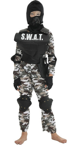 Disfraz De Equipo Swat Para Niños, Traje De Soldado De Policía De Halloween Para Niños