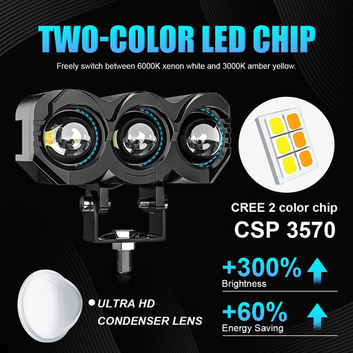 I Farol Led Auxiliar Três Modos Universal 48000 Lm 120w,