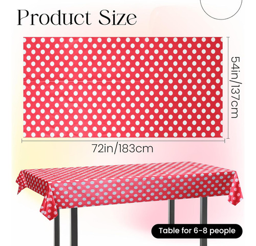 1 Mantel Rectangular De Lunares Rojos, Mantel Decorativo Y R