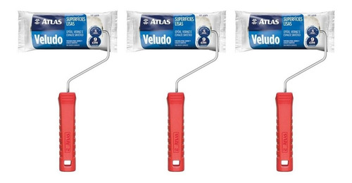 Imagem 1 de 2 de 3 Rolos Veludo 9cm Para Epóxi E Esmalte Com Cabo - Atlas