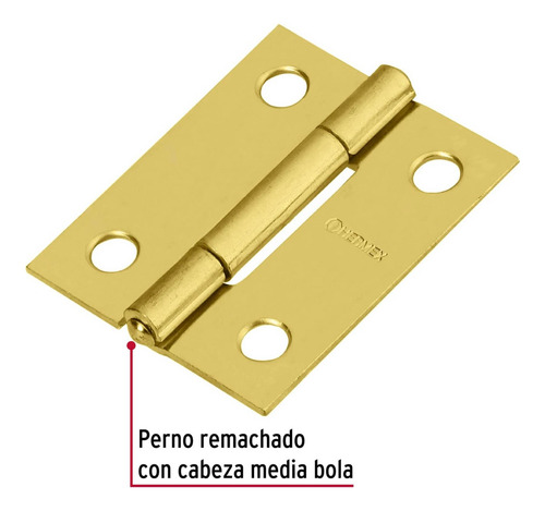 Bolsa 2 Bisagras Rectangulares 1-1/2´´ Latonado Hermex 43206