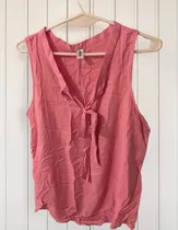 Comprar Blusa Sin Mangas  Coral Con Cuello Para Atar Cuello Mao