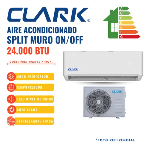 Aire Acondicionado Clark Split Muro Convencional 24000btu/hr