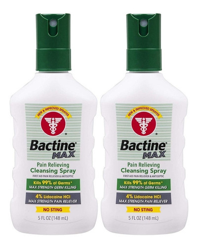  Bactine Max Pain Relieving Cleansing Spray, 2 Piezas De 5 Oz Fragancia SIN