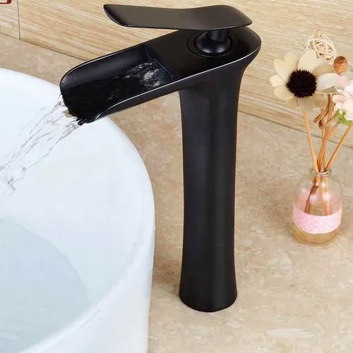 Canilla Lavatorio Ba o Cascada Monocomando Griferia Negra