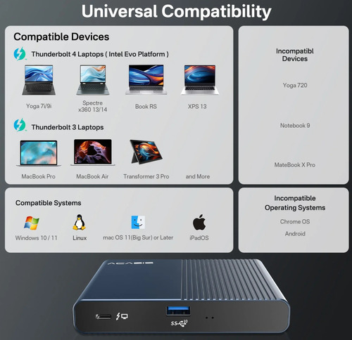 Dock Station Hub 5 Em 1 Usb-c Thunderbolt 4 40gbps
