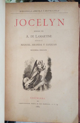 Jocelyn - Alphonse De Lamartine - Año 1882 (Usado)