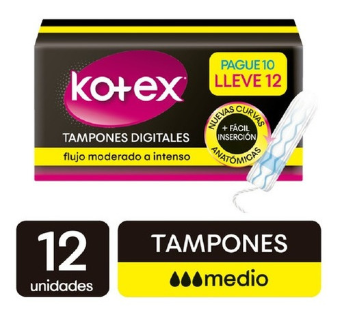 Tampones Kotex Digital Flujo Moderado X 12und