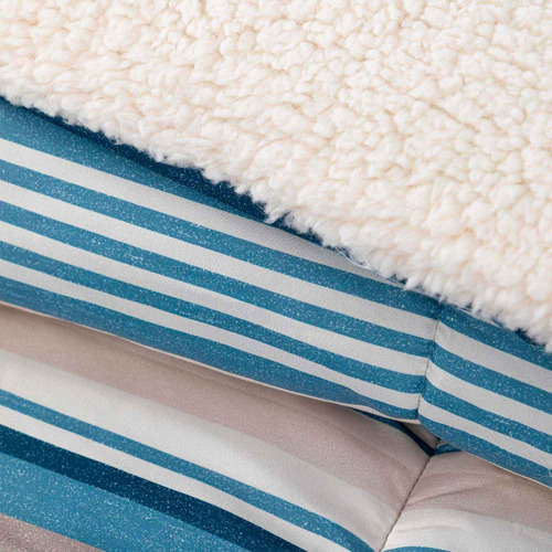 Plumon Reversible Sherpa 2 Plazas Lineas Azul