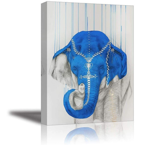 Arte De Pared De Lienzo De Elefante Azul, Hermosa Image...