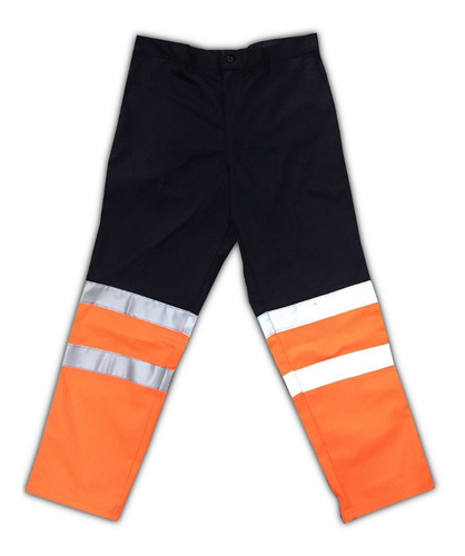 Pantalon Trabajo Con Reflectivo Marca 3m Azul Y Naranja