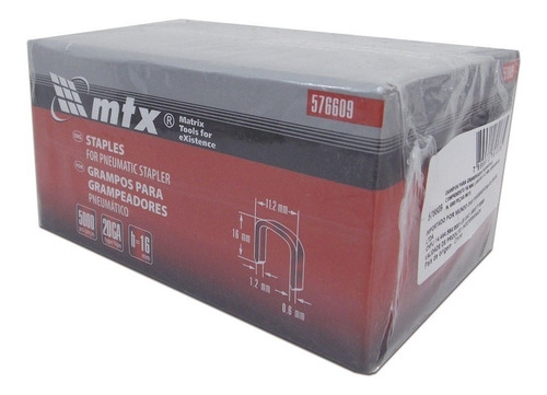 Imagem 1 de 3 de Grampos P/ Grampeador Pneumático 16mm 5000 Pçs 576609 - Mtx