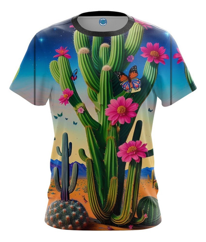 Camisa Camiseta Cacto Borboleta Botânica Flores Deserto 2