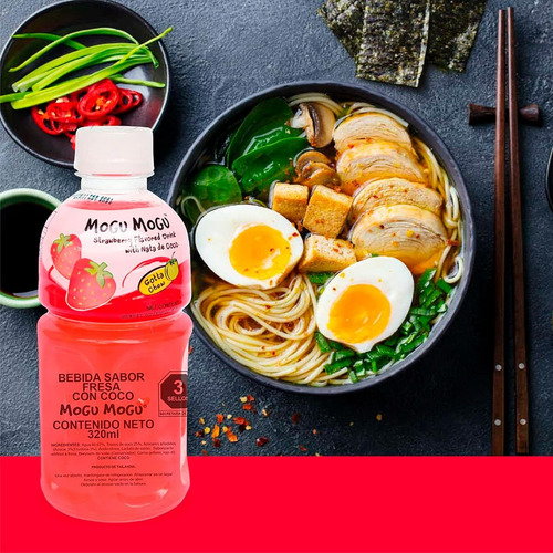 Mogu Mogu Sabor Fresa Con Nata De Coco 320 Ml. - 2 Botellas