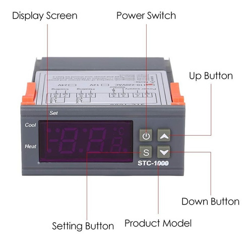 Imagen 5 de 10 de Termostato Digital Stc-1000 Doble Control Frio O Calor 220v