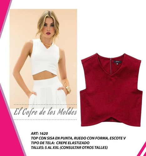 Molde  Top Cuello En V Sisa Con Picos Talles S A Xxl