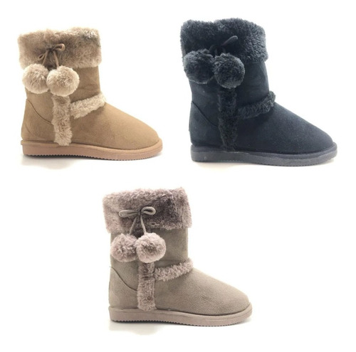 Botas Pantubotas Mujer Abrigadas Peluche S Reina 2402 Pompom