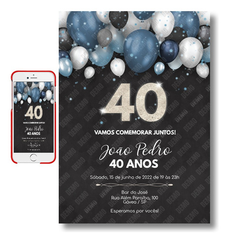 Convite Digital Aniversário Adulto