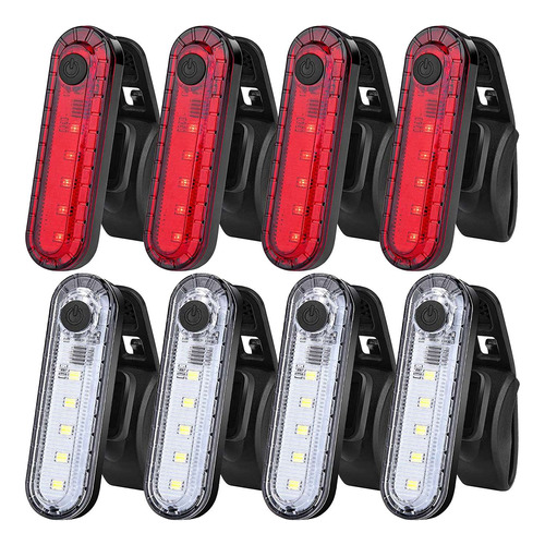 Paquete De 8 Luces Led Recargables Por Usb Para Bicicleta, D