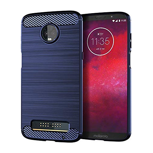 Funda Para Motorola Moto Z3 / Z3 Play Azul Delgada Goma Sili