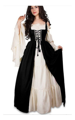 Vestido Medieval De Mujer Con Cordones Longitud