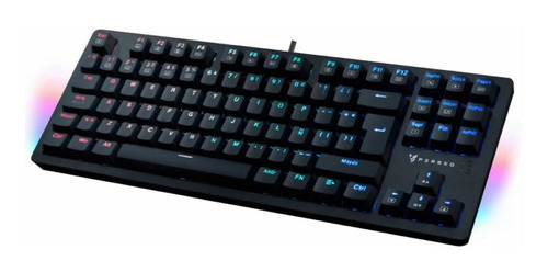 Teclado Gamer Mecanico Tkl Perseo Heleus Rgb Switch Blue Color del teclado Negro Idioma Español Latinoamérica