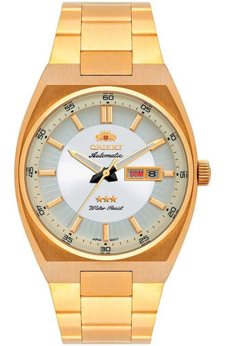 Relógio Orient Masculino Dourado Automatico 469gp087 S1kx Cor do fundo Branco