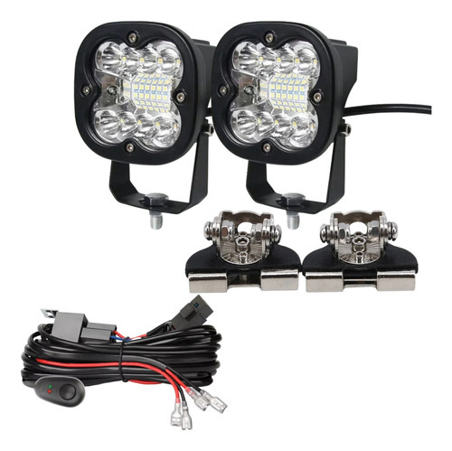 Neblineros Focos Cree Led 12/24v + Ramal 2 Mts +2 Bases 360°