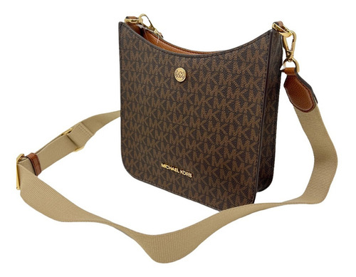 Bolsa Briley Messenger Michael Kors 35s1g7bm1b Café Color Chocolate Diseño de la tela Estampado MK