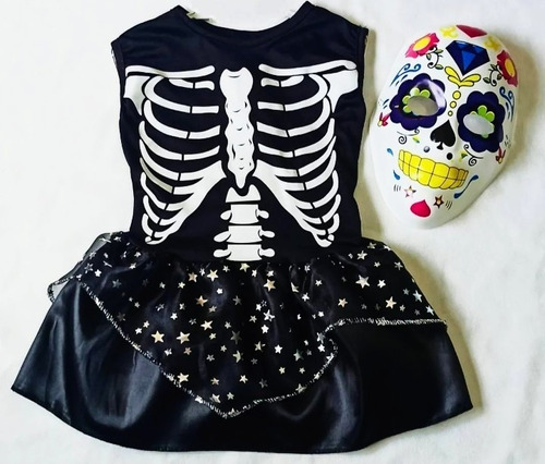 Disfraz Vestido Nena Esqueleto Halloween 