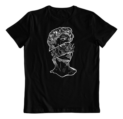 Polera Negra Dtf Algodon Miguel Angel David Calavera Arte