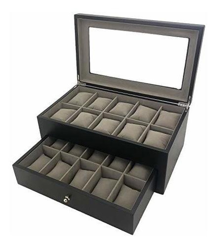 20 Caja De Reloj Con Cajón Xl Extra Grandes Compartimentos A