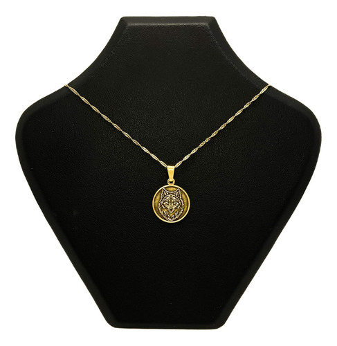 Cadena Y Dije Lobo Oro 18k Oro 18k 50 Cm